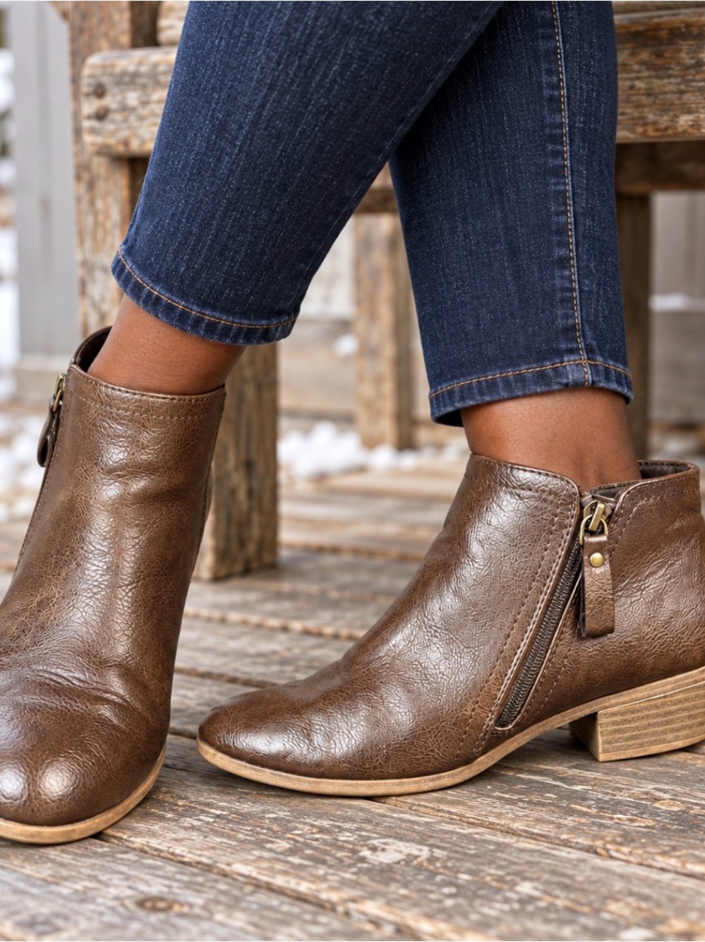 Arizona Gail Brown Double-Zip Ankle Booties Women’s Size 10M
